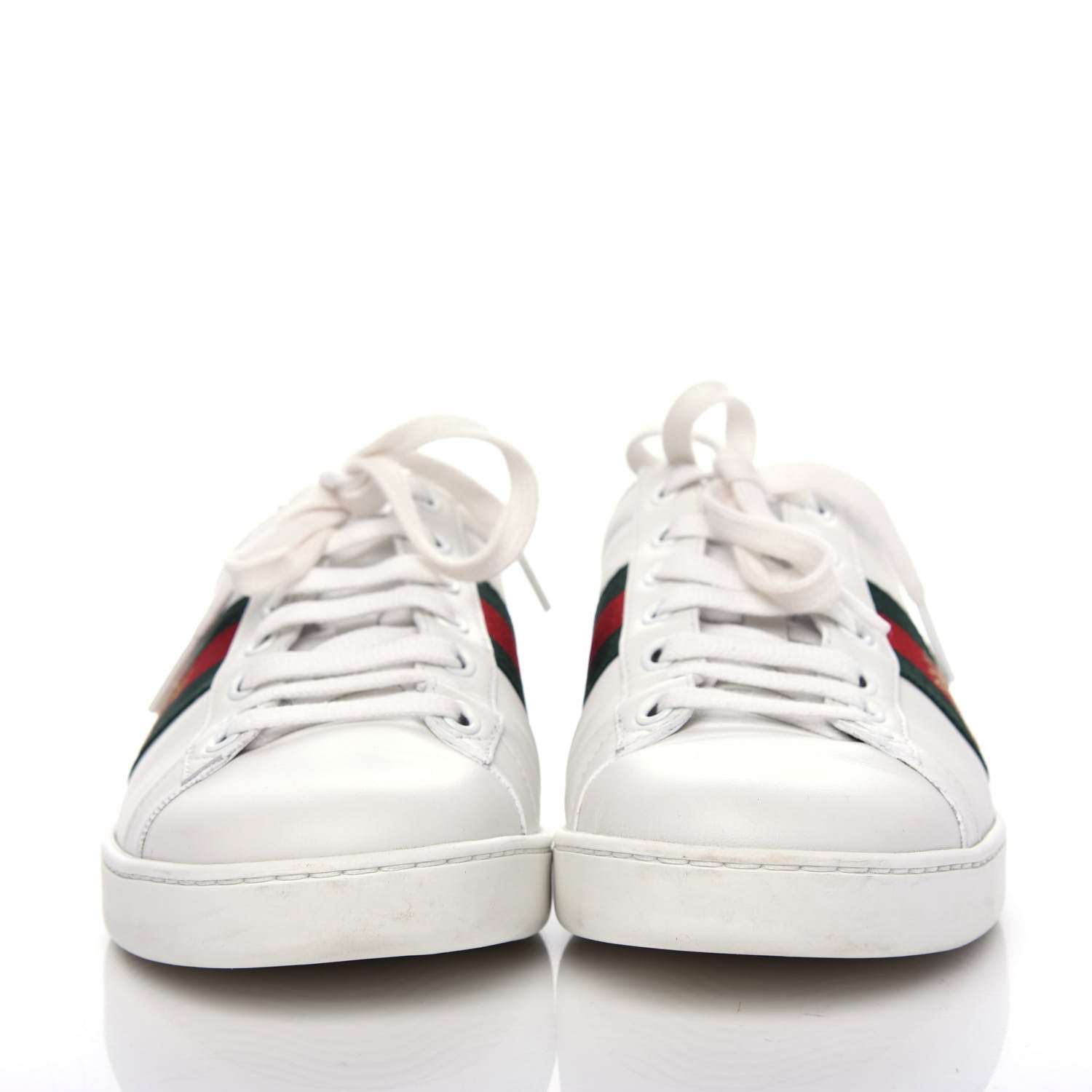 Gucci Calfskin Ayers Bee Embroidered Womens Ace Sneakers 37.5 White Green 2 of 11