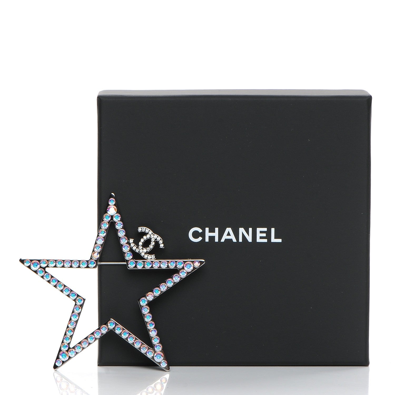 Chanel Ruthenium Crystal Star CC Brooch 5 of 5