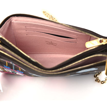 Louis Vuitton Monogram 2020 Christmas Animation Big Wheel Double Zip Pochette Rose Ballerine 5 of 10