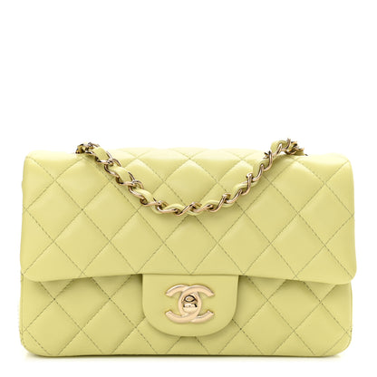 Chanel Lambskin Quilted Mini Rectangular Flap Light Green 1 of 13