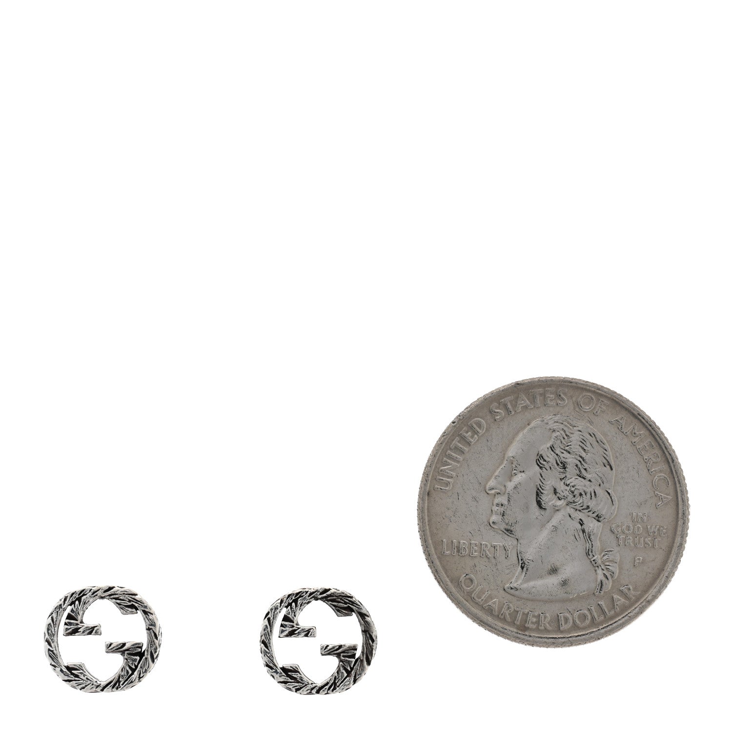 Gucci Sterling Silver Textured Interlocking G Stud Earrings 2 of 4