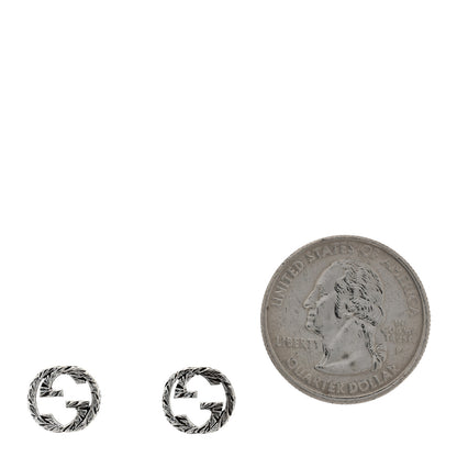Gucci Sterling Silver Textured Interlocking G Stud Earrings 2 of 4