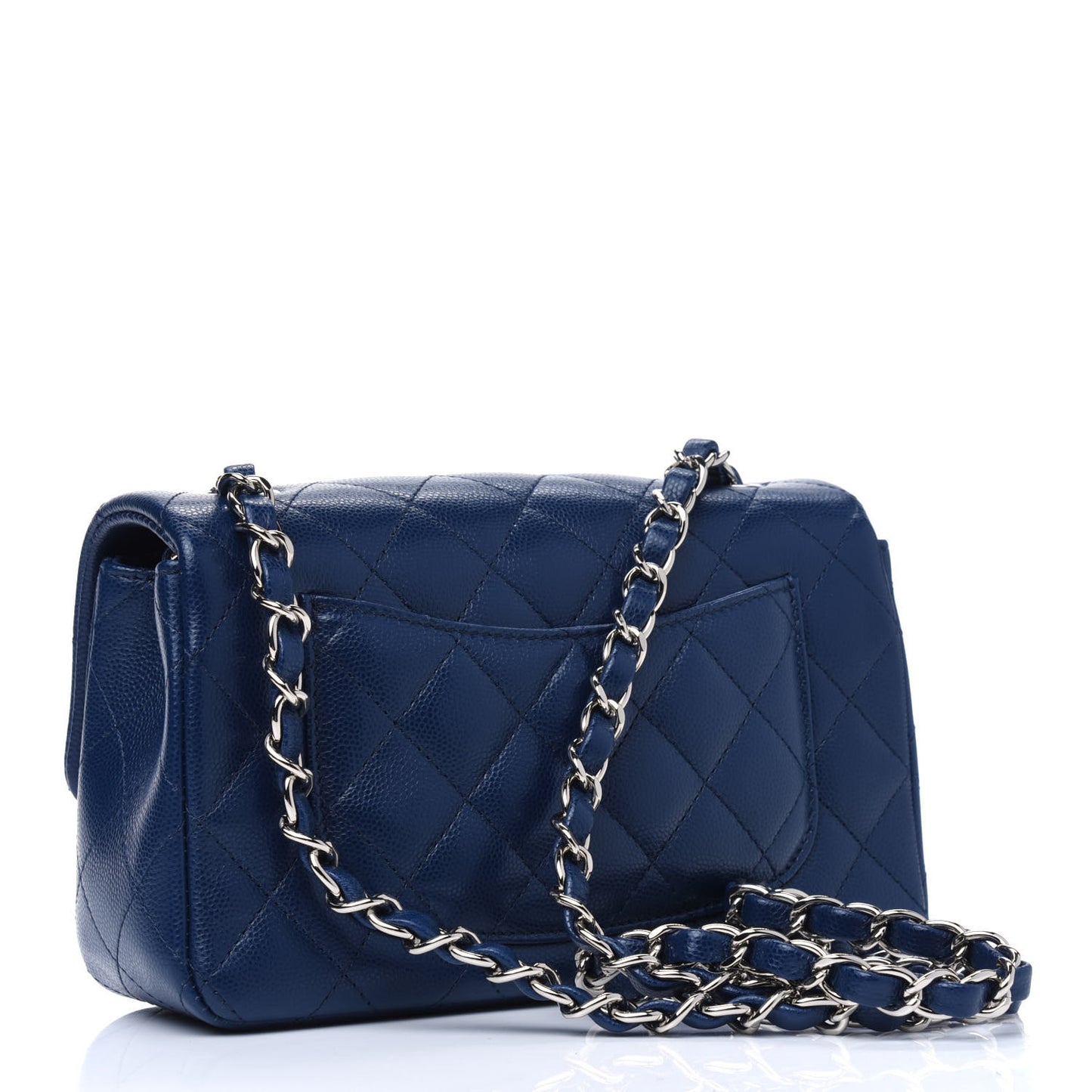 Caviar Quilted Mini Rectangular Flap Navy