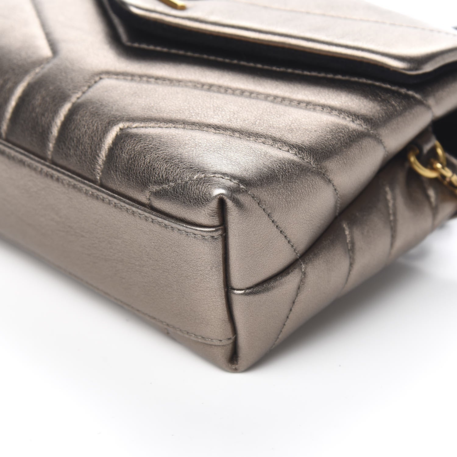 Saint Laurent Metallic Calfskin Y Quilted Monogram Toy Loulou Crossbody Bag Piombo 9 of 10