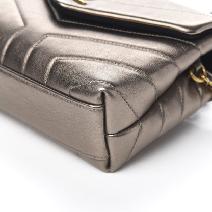 Saint Laurent Metallic Calfskin Y Quilted Monogram Toy Loulou Crossbody Bag Piombo 9 of 10