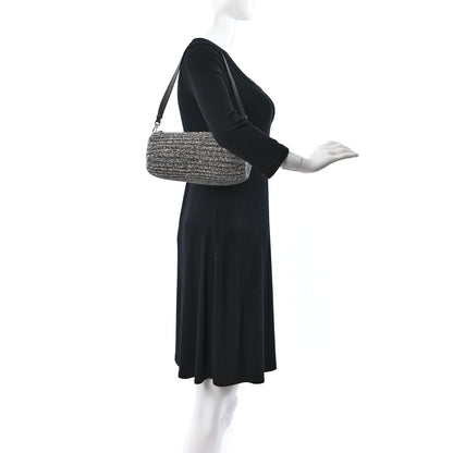 Loewe Metallic Lurex Pleated Bracelet Pouch Shoulder Bag Silver 2 of 9