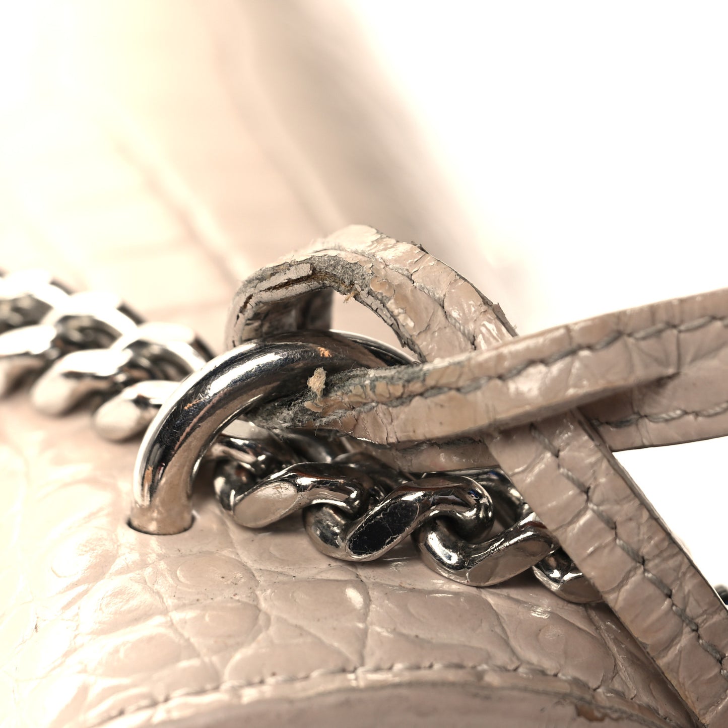 Calfskin Crocodile Embossed Medium Monogram Sunset Sunset Dark Beige