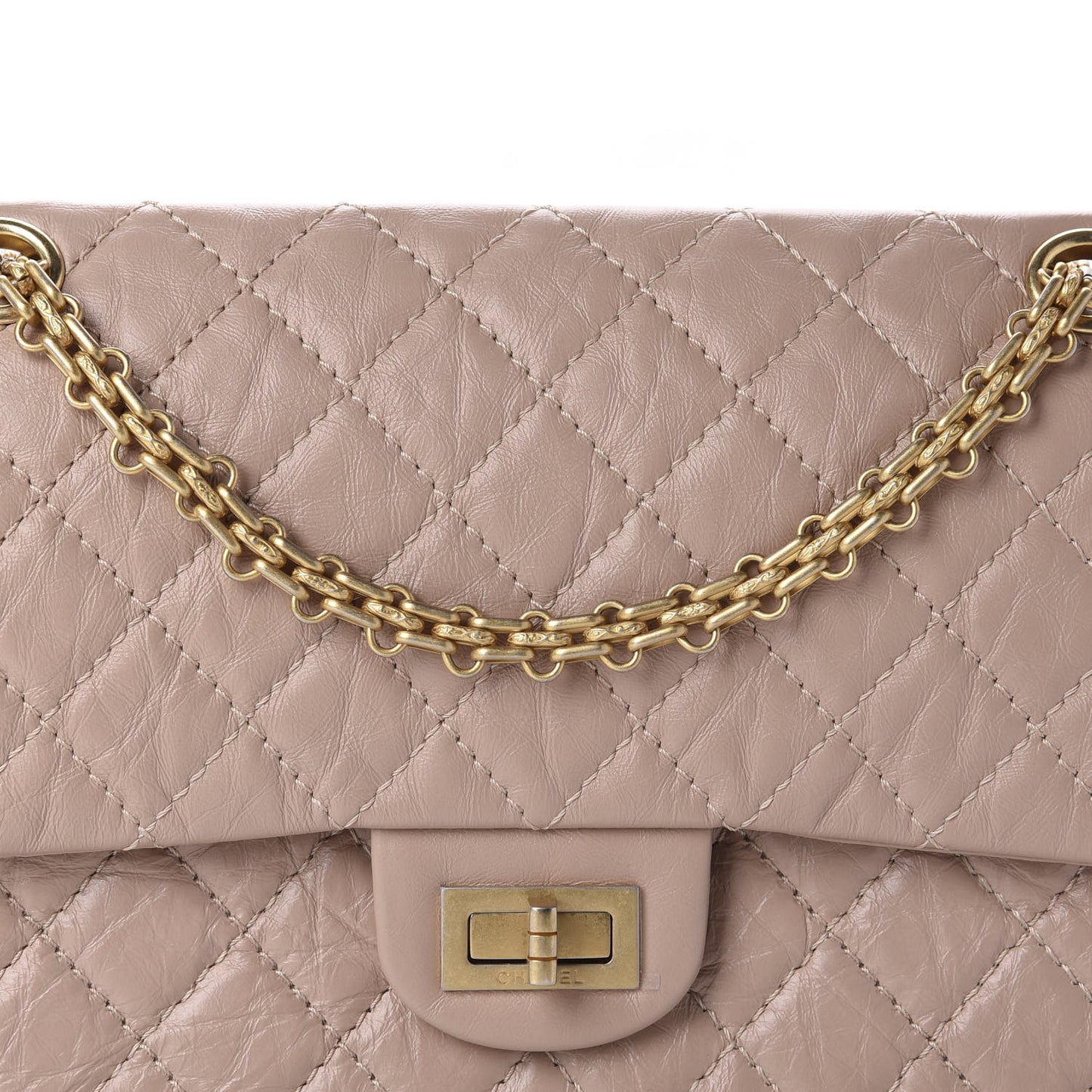 Aged Calfskin Quilted 2.55 Reissue 225 Flap Light Beige