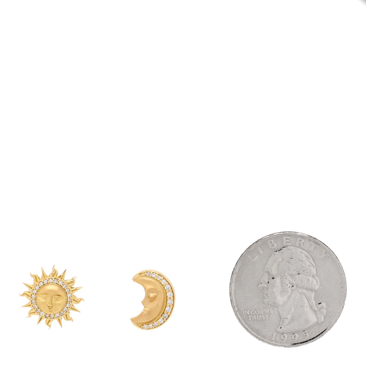 18K Yellow Gold Diamond Sole Luna Post Earrings