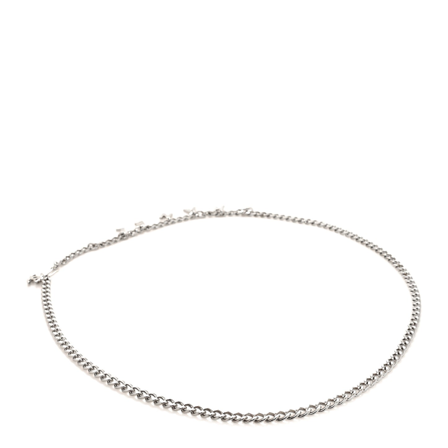 Metal CC Chain Logo Belt Silver