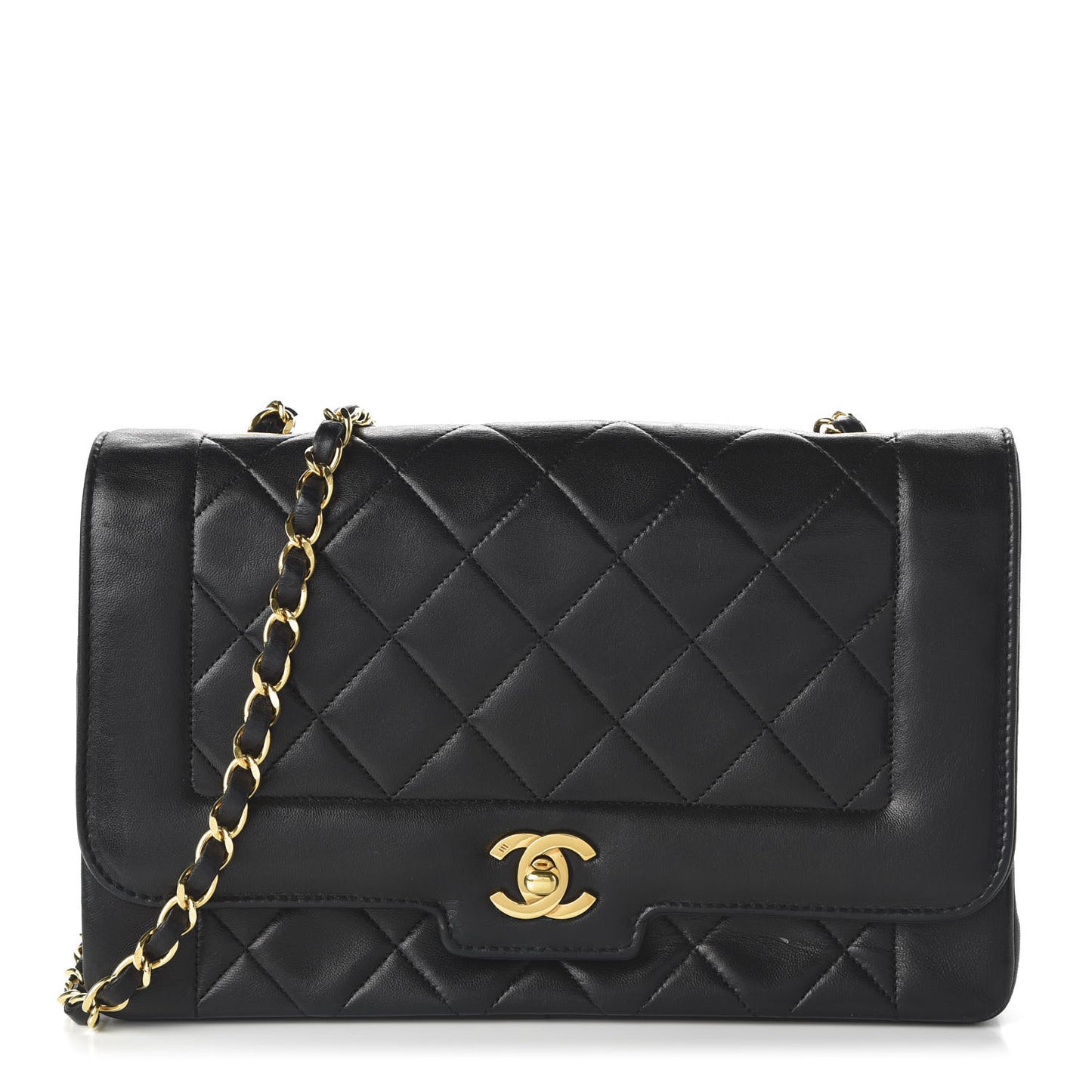 Lambskin Quilted Medium Single Flap Black