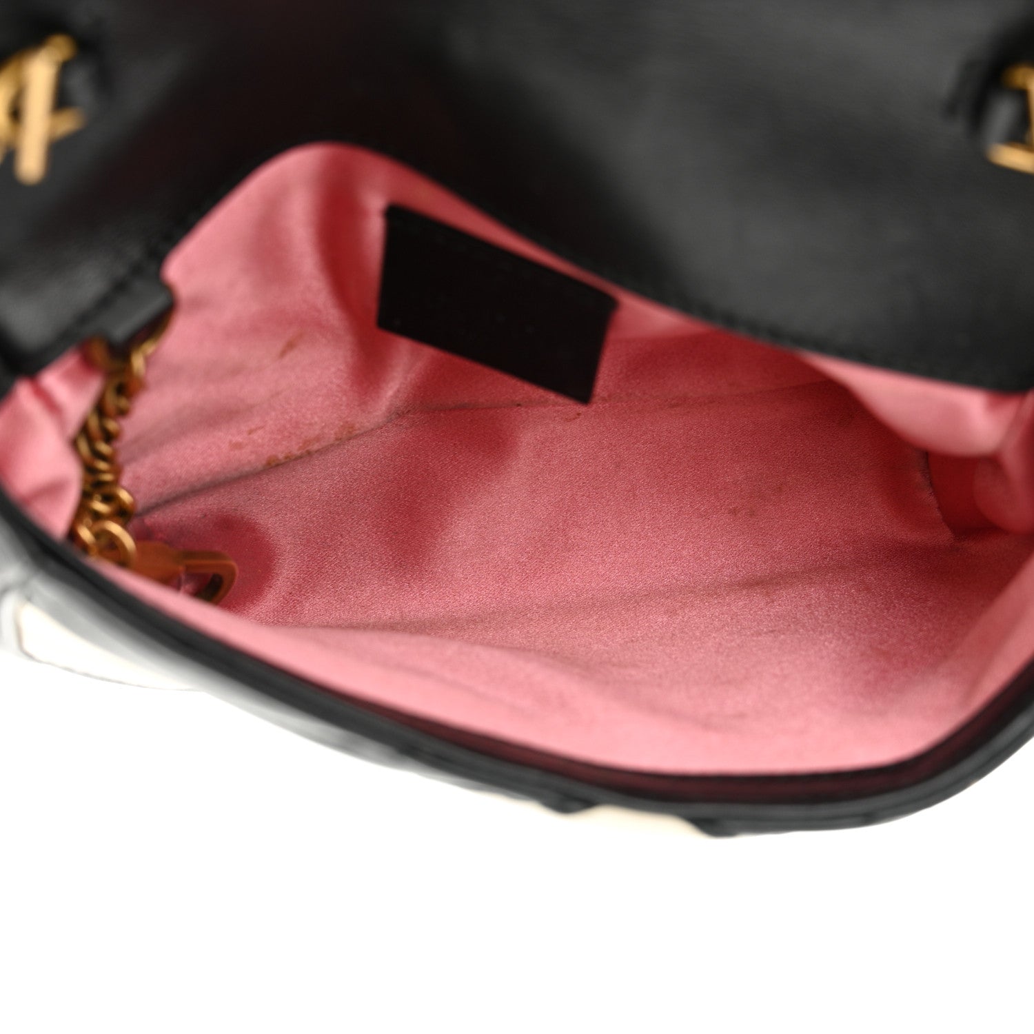 Gucci Calfskin Matelasse Super Mini GG Marmont Shoulder Bag Black White 5 of 12