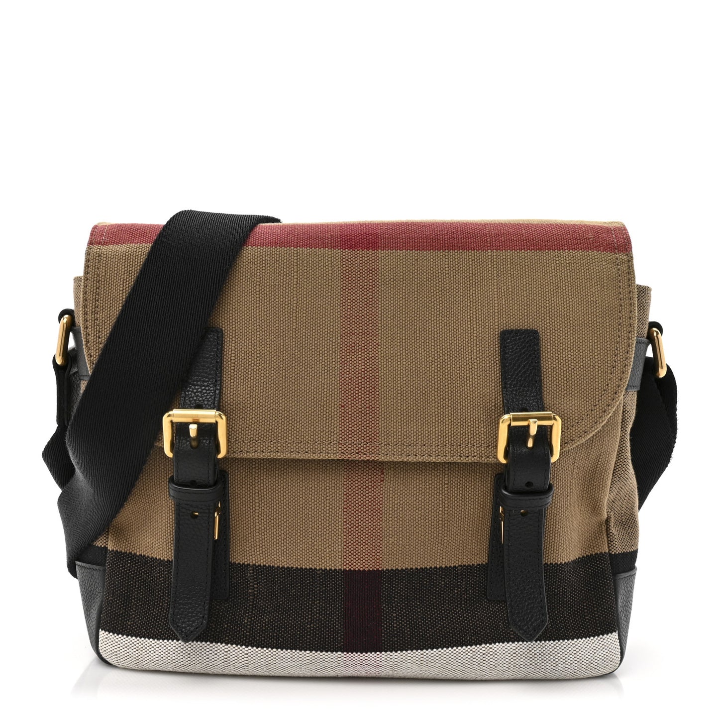 Canvas Mega Check Small Baildon Messenger Bag Black