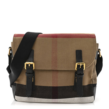 Burberry Canvas Mega Check Small Baildon Messenger Bag Black 1 of 12