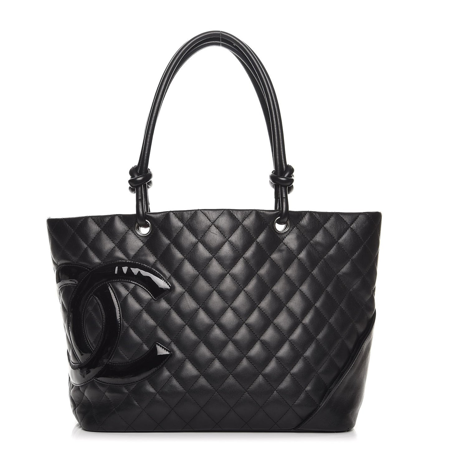 Calfskin Quilted Large Cambon Tote Black
