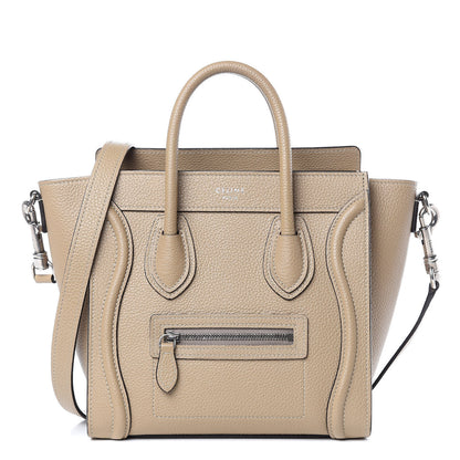 Celine Drummed Calfskin Nano Luggage Dune 1 of 8