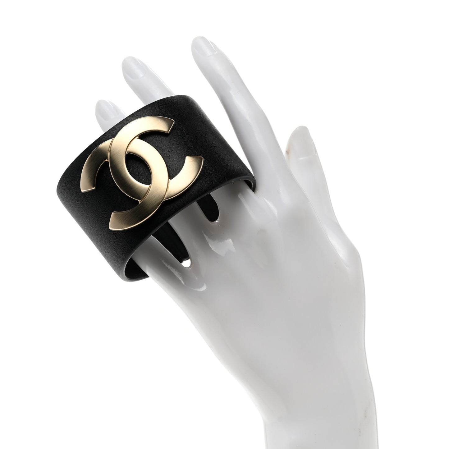 Calfskin CC Wide Cuff L Black Gold