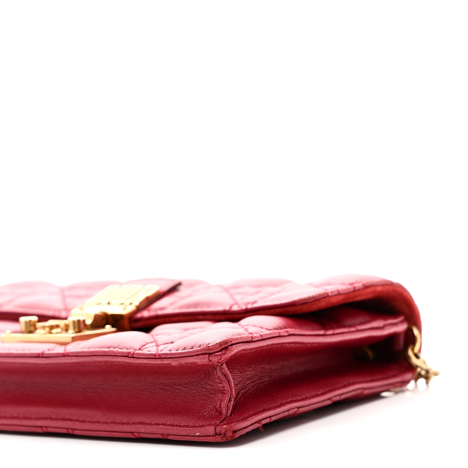 Christian Dior Lambskin Cannage Dioraddict Wallet On Chain Clutch Fuchsia 10 of 10