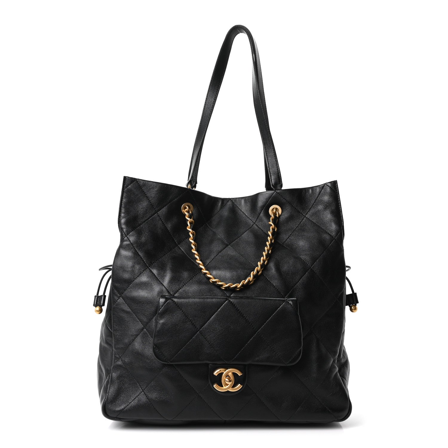 Chanel Shiny Lambskin Quilted Shopping Bag Black 1 of 9