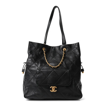 Chanel Shiny Lambskin Quilted Shopping Bag Black 1 of 9