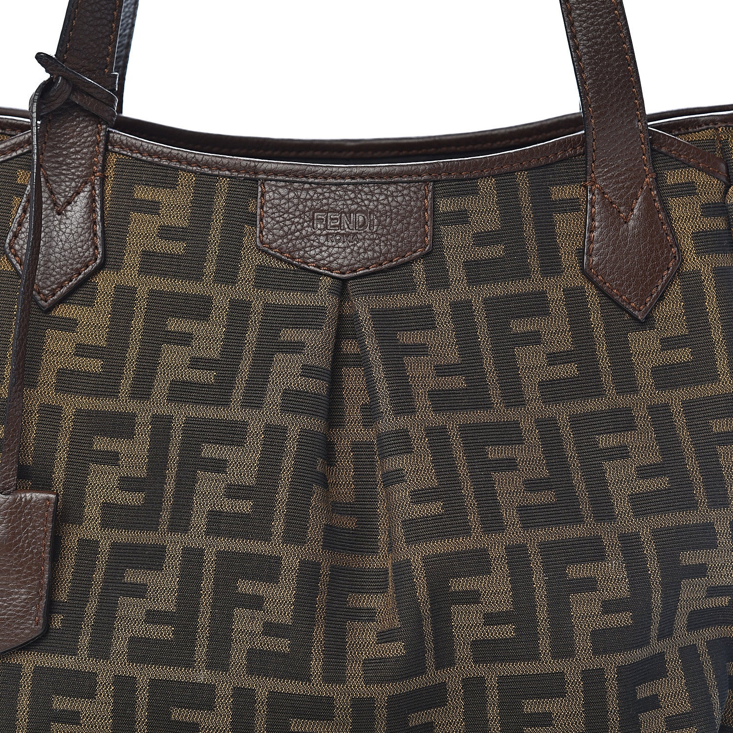 Fendi Zucca Vitello Artic Medium Shopping Tote Tobacco Castagna 15 of 15