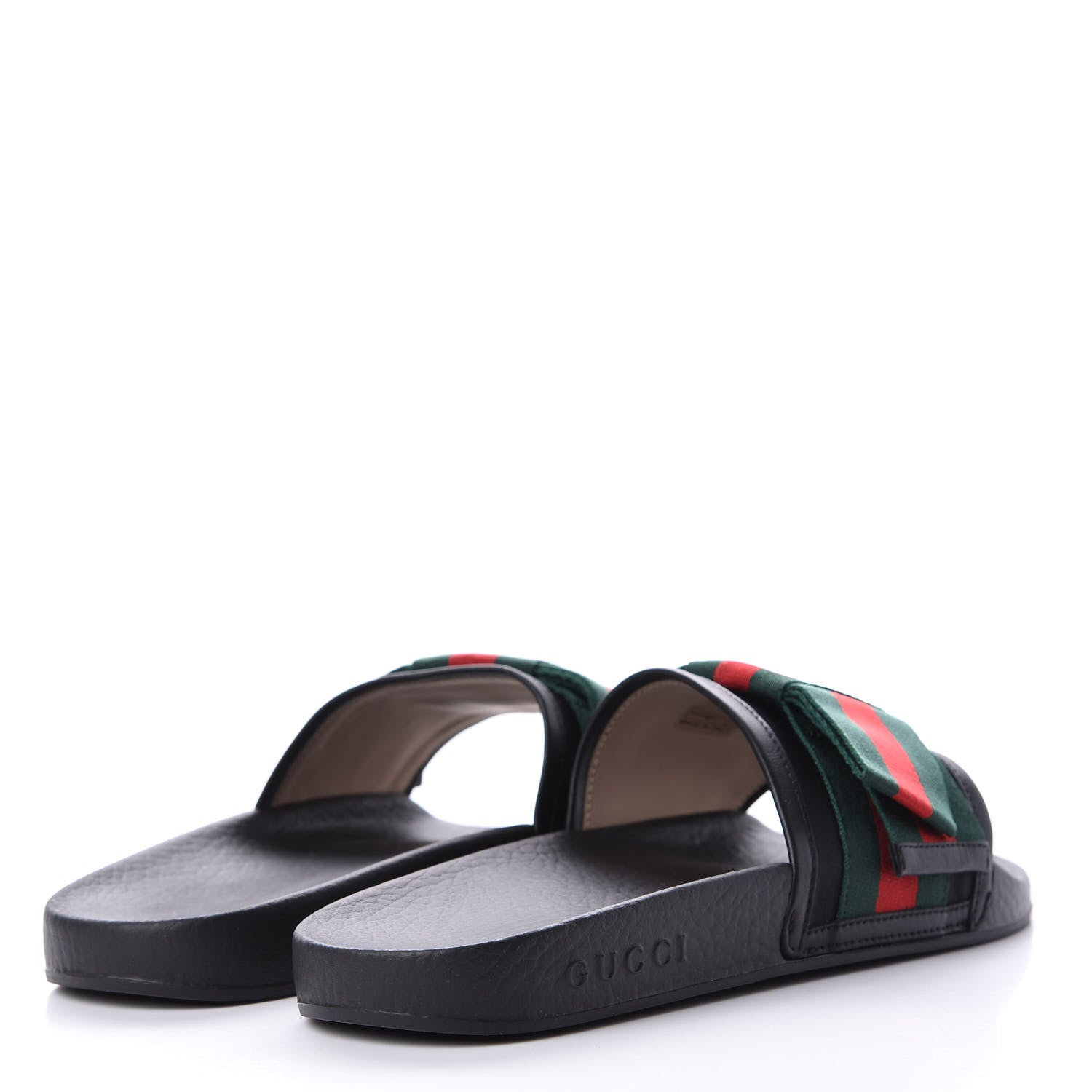 Gucci Satin Web Bow Slide Sandals 38 Black 4 of 10