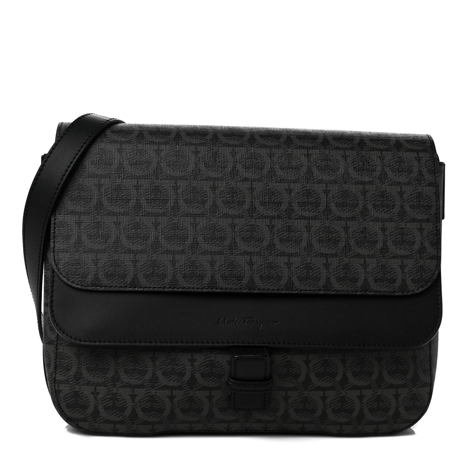 Salvatore Ferragamo メッセンジャーバッグ Salvatore Ferragamo Calfskin Gancini Messenger Bag Black 1121797