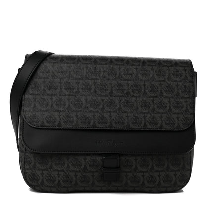 Salvatore Ferragamo Calfskin Gancini Messenger Bag Black 1 of 8