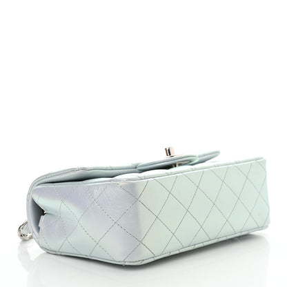 Chanel Iridescent Calfskin Quilted Mini Rectangular Flap Light Blue 3 of 14