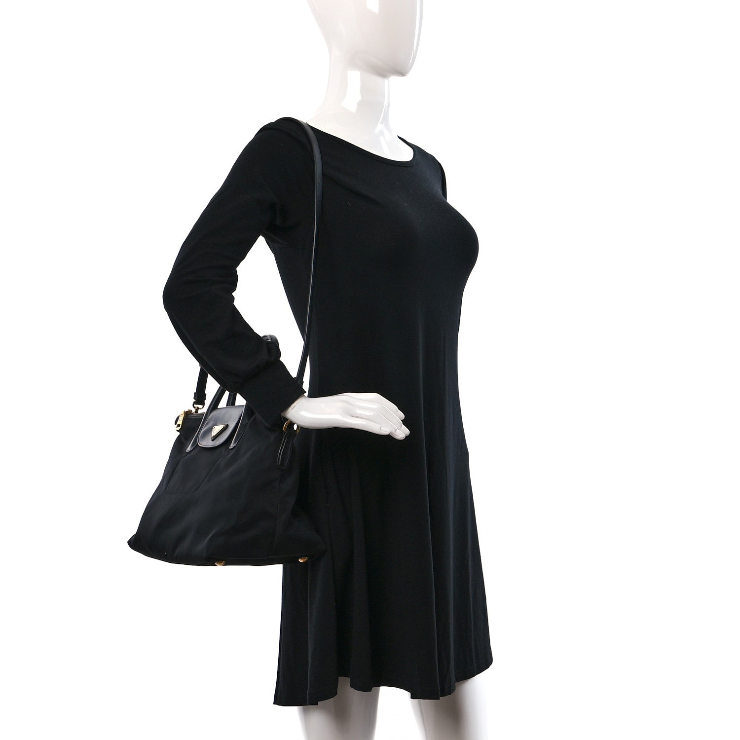 Prada Tessuto Nylon Saffiano Tote Black 2 of 10