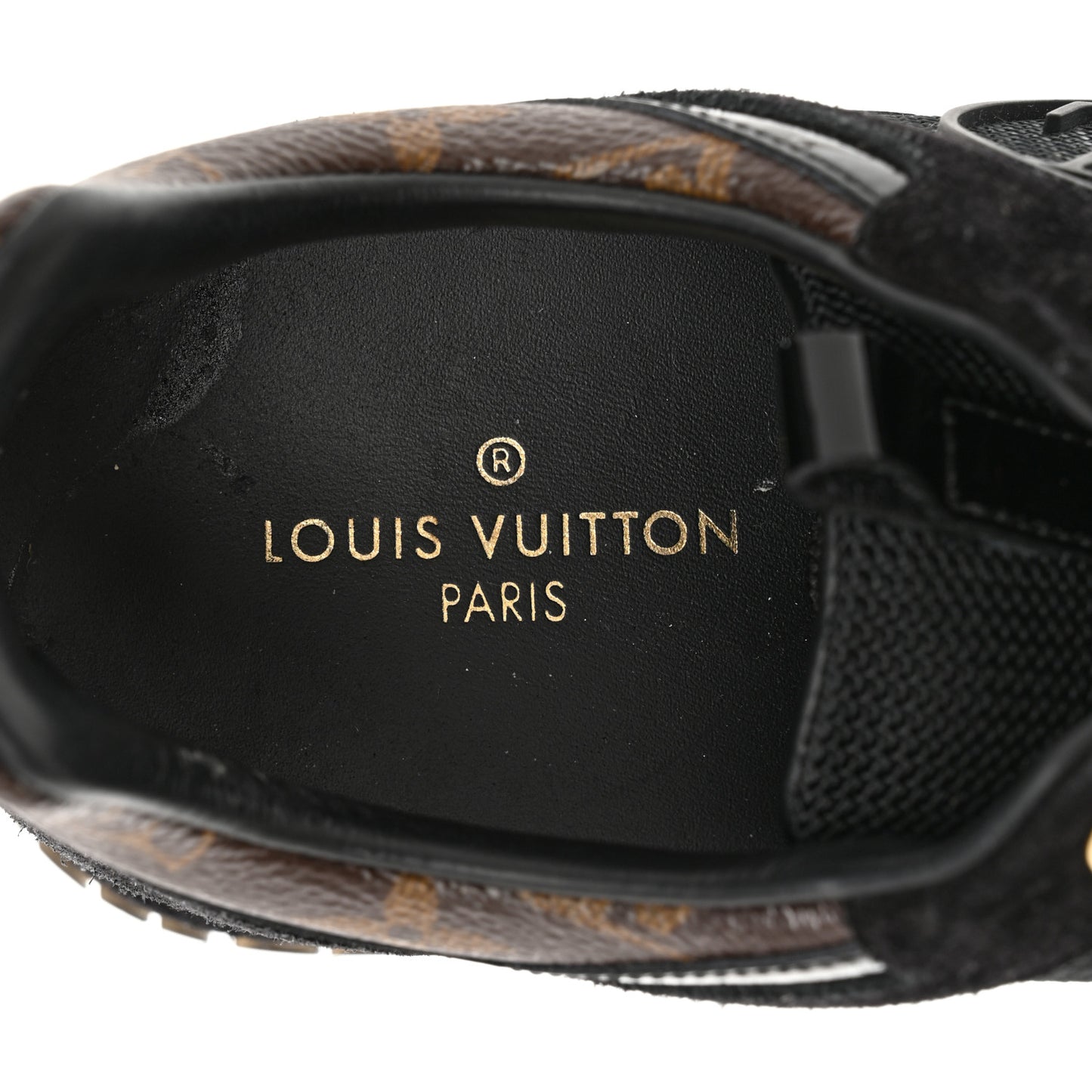 Suede Monogram Run Away Sneakers 36 Black
