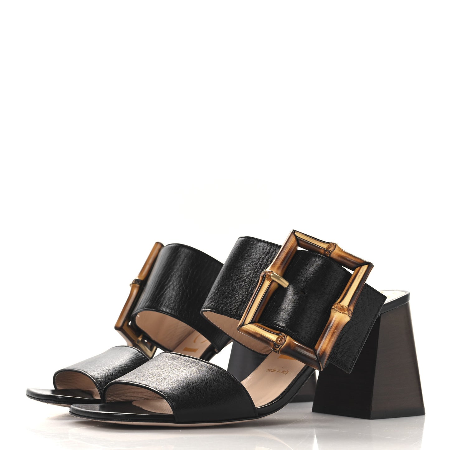 Calfskin Bamboo Buckle Platform Sandals 38.5 Black