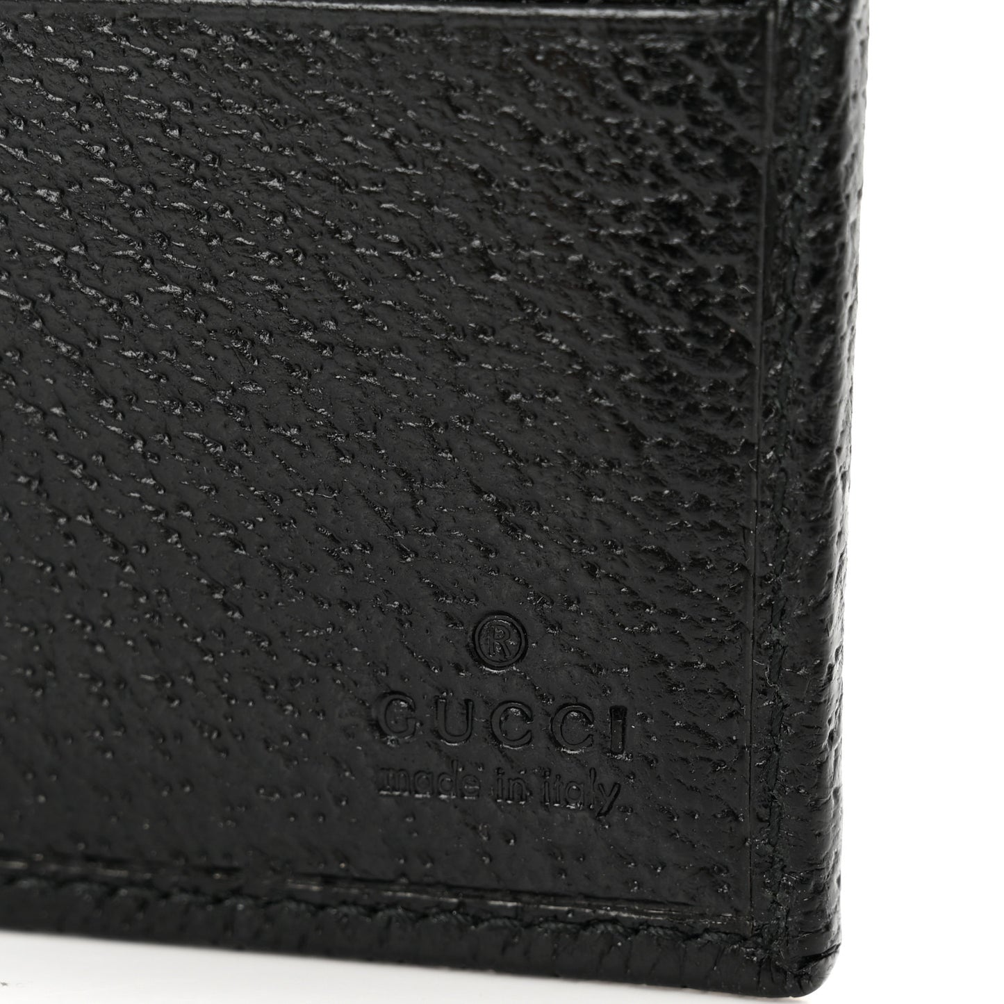 Calfskin Boar Effect Bi-Fold Wallet Black