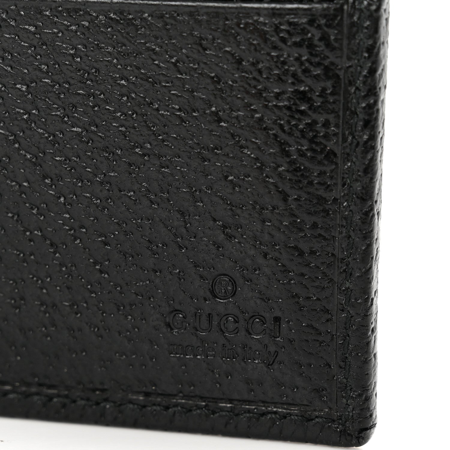 Gucci Calfskin Boar Effect Bi-Fold Wallet Black 6 of 7