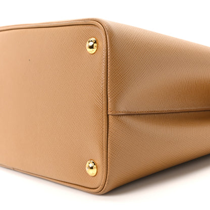 Prada Saffiano Cuir Medium Double Bag Caramel Fuoco 9 of 9