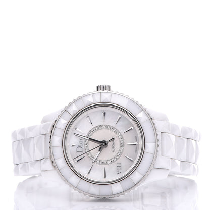 Christian Dior Stainless Steel Ceramic Diamond Mother of Pearl 33mm Dior VIII Automatic Watch White 3 of 9