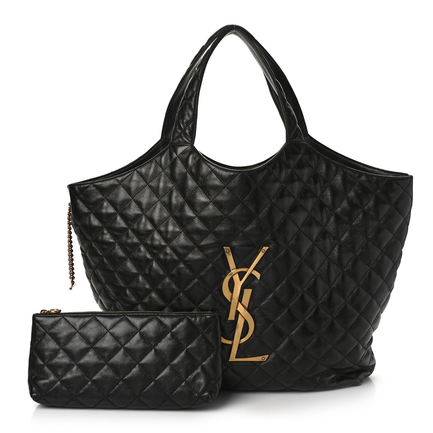 Lambskin Quilted Maxi Icare Shopping Tote Black