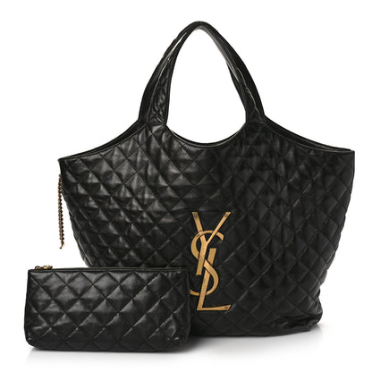 Saint Laurent Lambskin Quilted Maxi Icare Shopping Tote Black 1 of 9