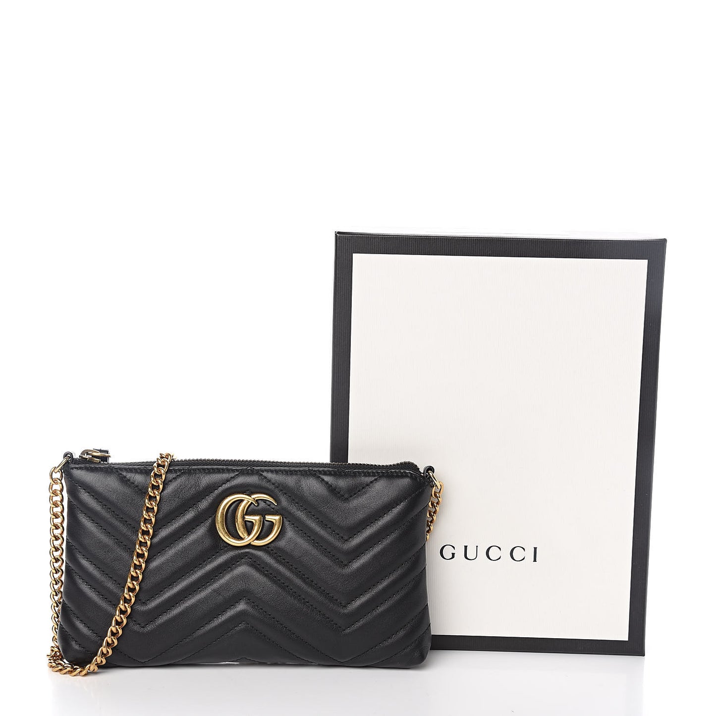 Calfskin Matelasse Mini GG Marmont Chain Bag Black