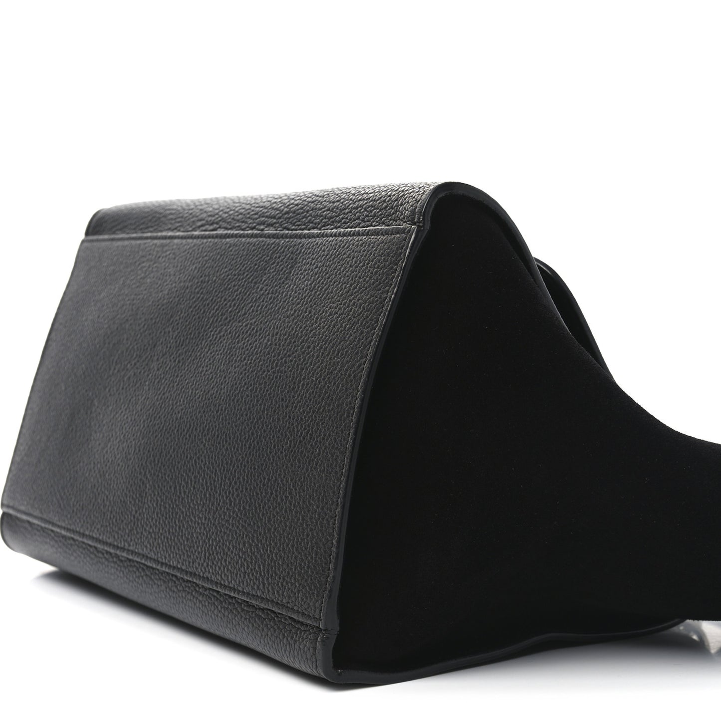 Drummed Calfskin Suede Small Trapeze Black