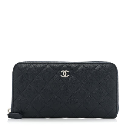 Chanel Caviar Quilted Large Gusset Zip Around Wallet Navy 1 of 13