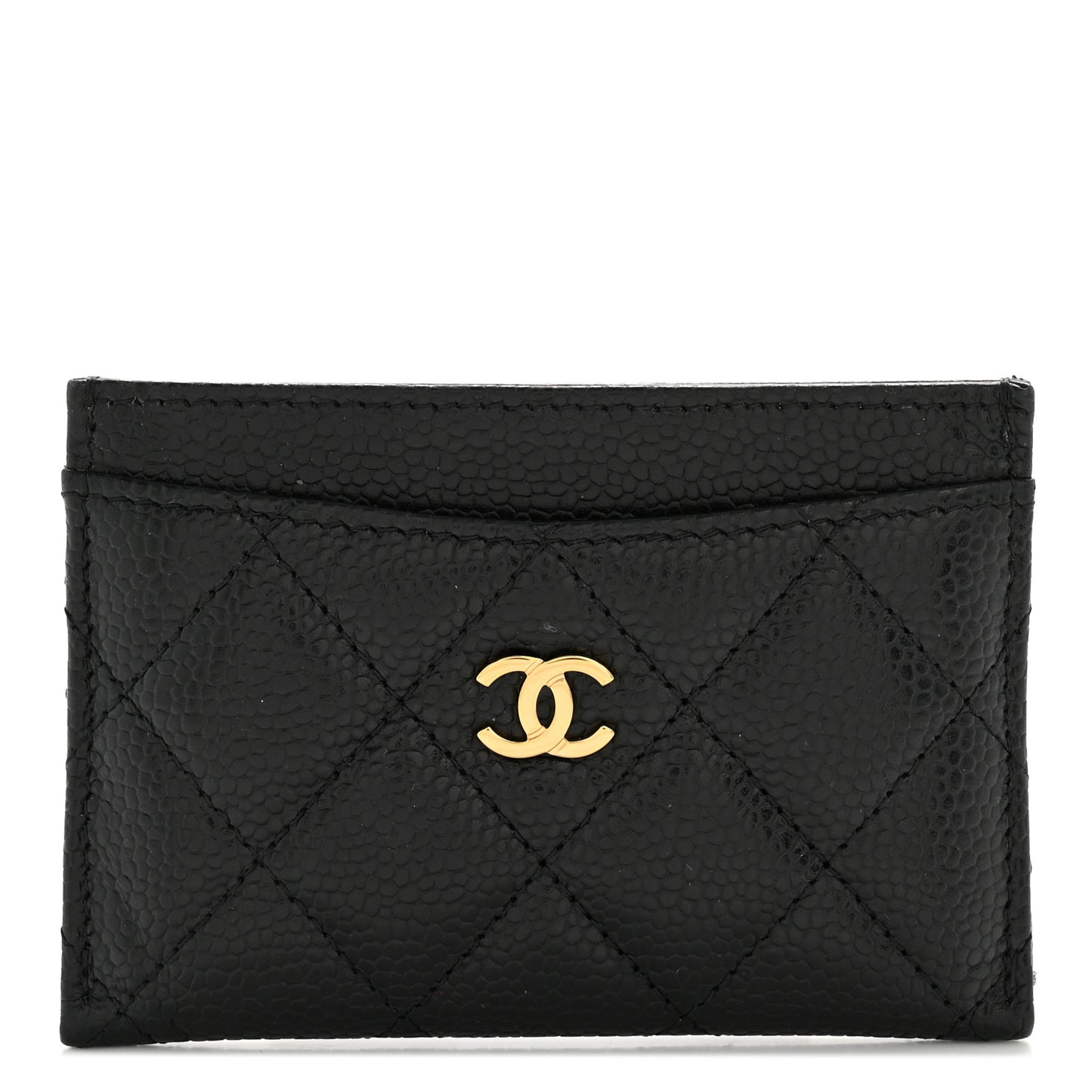 Caviar Quilted Card Holder Black