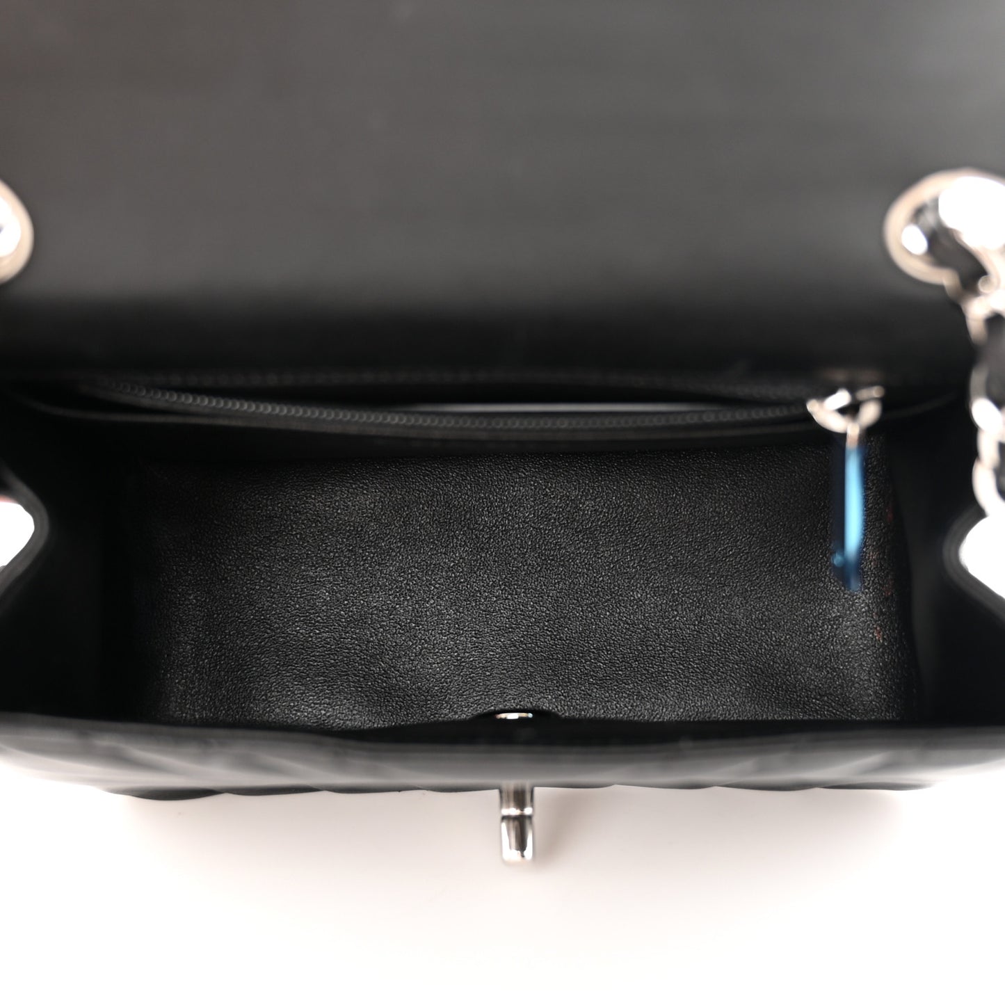 Lambskin Chevron Quilted Mini Square Flap Black