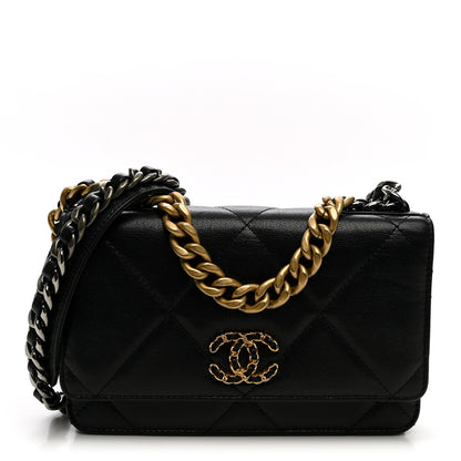 Chanel Goatskin Quilted Chanel 19 Wallet On Chain WOC Black 1 of 11