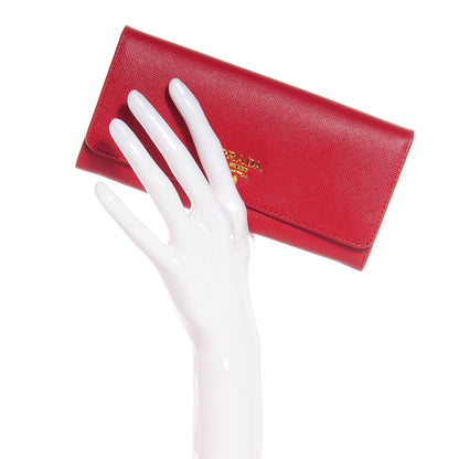 Prada Saffiano Metal Continental Flap Wallet Fuoco 5 of 12