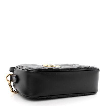 Gucci Calfskin Matelasse Small GG Marmont Chain Shoulder Bag Black 4 of 10