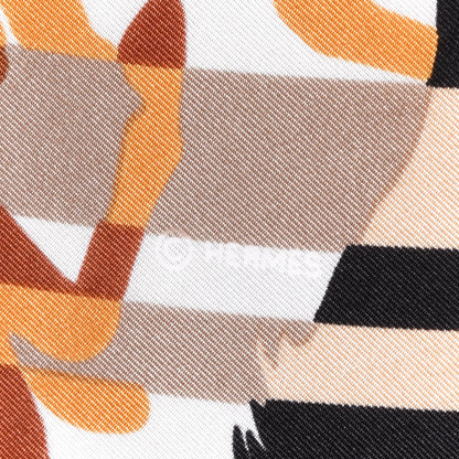Hermes Silk Ex Libris En Camouflage Scarf 90 Army Green Black Orange White 3 of 5