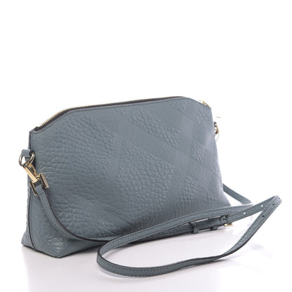 Burberry Signature Grain Calfskin Check Embossed Small Chichester Crossbody Clutch Bag Celadon Blue 3 of 10