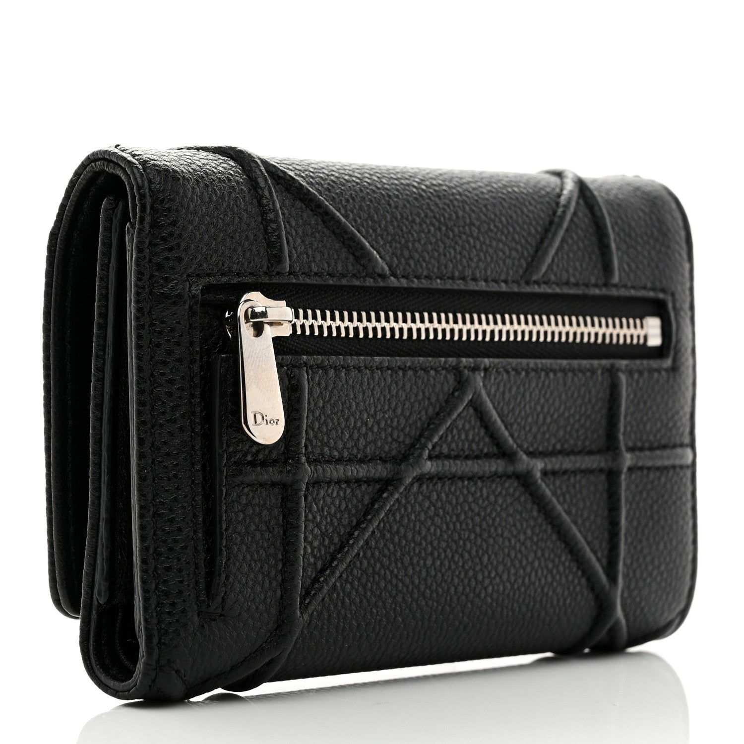 Christian Dior Grained Calfskin Cannage Diorama Elancee Wallet Black 3 of 8