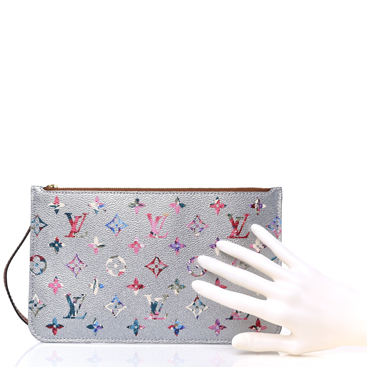 Louis Vuitton Metallic Monogram LV Garden Neverfull MM GM Pochette Silver 2 of 9